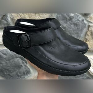 Fitflop Gough Pro Superlight Clog Size 10 Black Leather Slip On Slip Resistant
